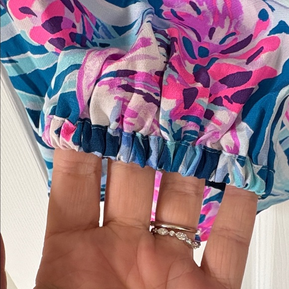 Lilly Pulitzer Elsa Tropical Floral Tunic in Pink & Blue - Picture 6 of 8
